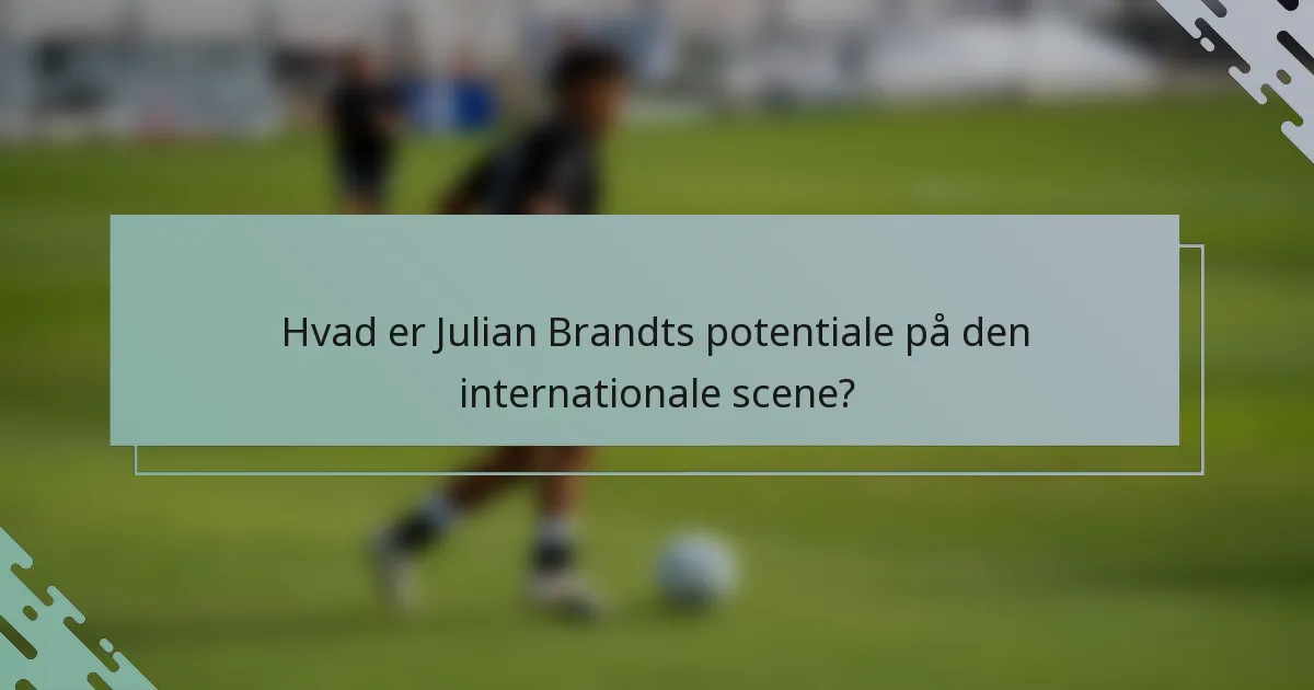 Hvad er Julian Brandts potentiale på den internationale scene?