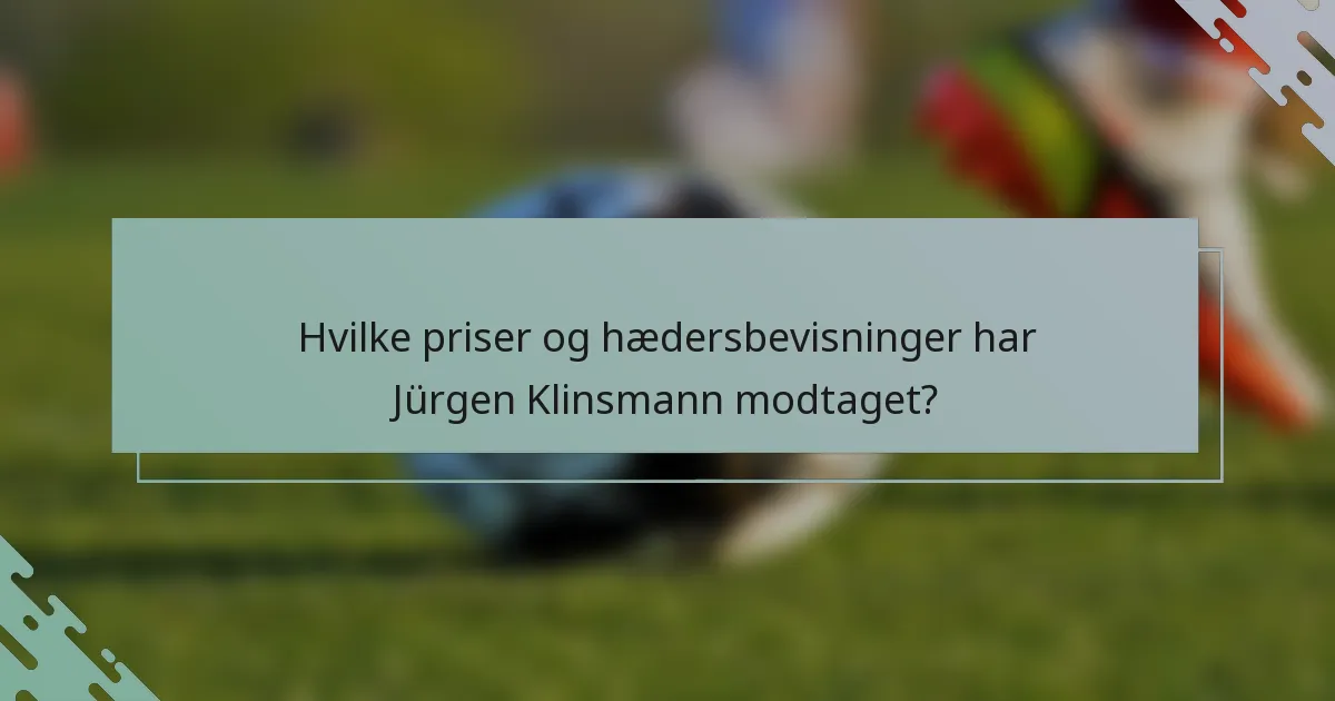 Hvilke priser og hædersbevisninger har Jürgen Klinsmann modtaget?